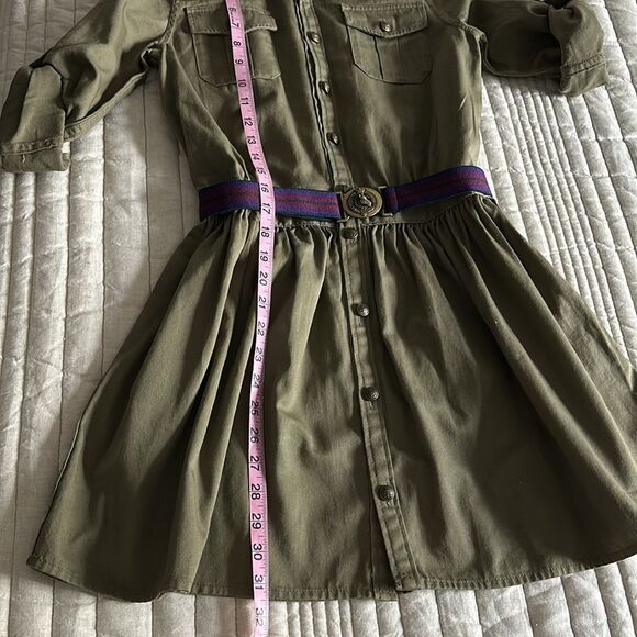 Ralph Lauren Dress Girls Size 14 Khaki Button Front Belted Chino Shirtdress - Picture 10 of 12